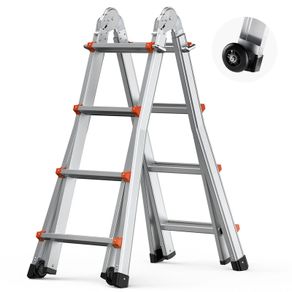 Telescoping Ladder A Frame, 13 FT Compact Aluminum Extension Ladder, Multi-Function Portable Collapsible RV Ladder, Telescopic Ladder for Homework Stairs Indoor Outdoor Roof, 330lb Load