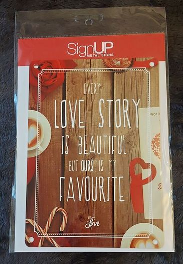 Love story metal sign