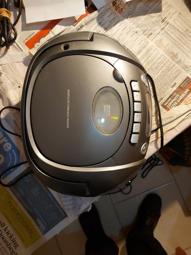 Logik CD Stereo With Cassette, Model LCCSTR10, in good condition, Radio and CD work fine, Tape play button not staying engaged, Forward and rewind work