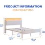 4FT6 Double Bed Frame with LED Lights and Charging Station, Heavy Duty Metal Platform Upholstered Bed frame with Storage Fabric Headboard,Metal Slats Support,Mattress Foundation (White) Image 9