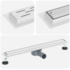 Shower Drain 2-in-1 with 360 Siphon Silver 80 cm