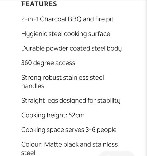 Tower Stealth 2-In-1 Charcoal BBQ And Fire Pit