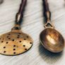 Vintage Brass and Wood Kitchen Utensils with Decorative Hanging Bar, Mid 20th Century Image 3