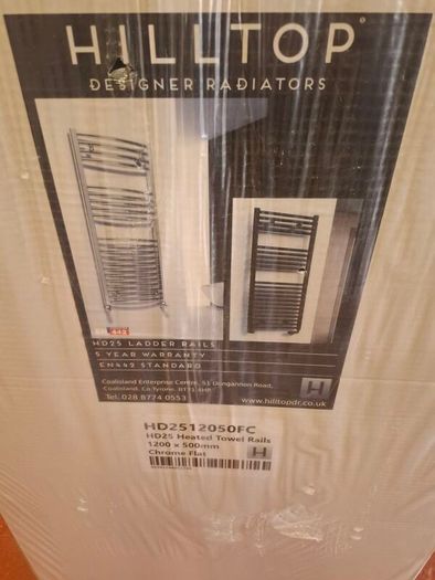 Hilltop chrome heated towel rail brand new 2 instock 1200x500