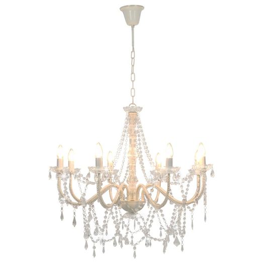Chandelier with Beads White 8 x E14 Bulbs
