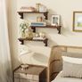 Set of 3, 43cm Wall Mounted Rustic Wood Floating Shelves for Small Spaces, Multi-Functional Storage & Organiser for Bedroom, Nursery, Living Room,Office(Walnut) Image 4
