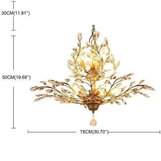 8-light 78cm crystal brass metal pendant light