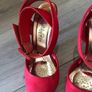 high heels ankle strapped red suede by mystify size 3 Image 4