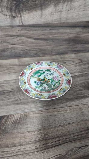 Qianlong Chinese Antique Plate 10 Inch 26cm Paradise Birds Flowers