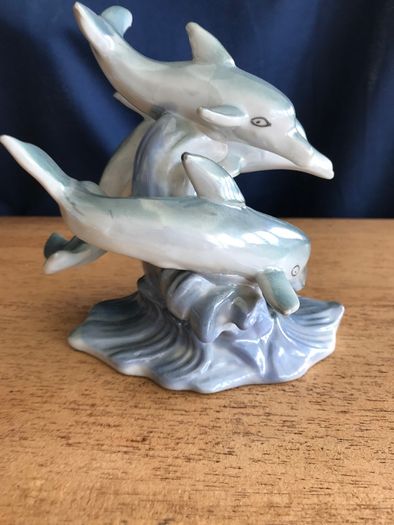 Two Dolphin Ornaments + dolphin mobile