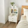 Bedside Table Elegant End Table White Storage Shelves and 2 Drawers Image 6