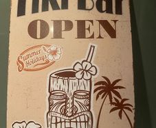 Tiki bar open Tin Metal sign