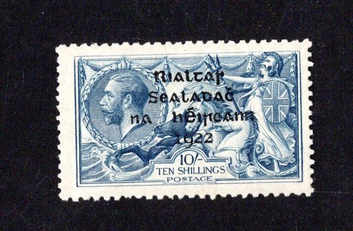 1914 Ireland 10s Thom Blue Black overprint fine hinged with light mint with RPSl Certificate.