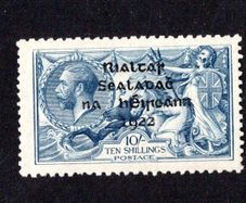 1914 Ireland 10s Thom Blue Black overprint fine hinged with light mint with RPSl Certificate.
