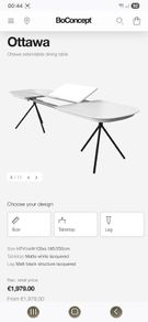 BoConcept extendable dining table with 6 chairs used