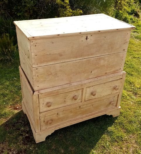 Antique Irish Pine Dowry Chest - Vernacular Irish Pine Furniture - Antique Irish Blanket Chest - Antique Irish Country Furniture