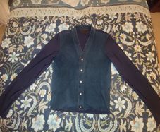 Genuine PRADA women's navy blue 100% leather blouse