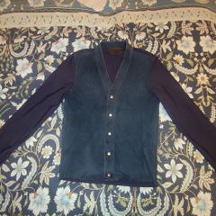 Genuine PRADA women's navy blue 100% leather blouse