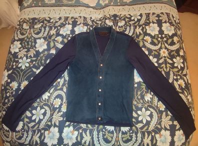Genuine PRADA women's navy blue 100% leather blouse