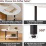 Coffee Table, Small Living Room Table, Sofa Table with Wooden Legs and 2 Tier Storage for Living Room Home Office, 35x16x17inch White Faux Marble + Black Image 6
