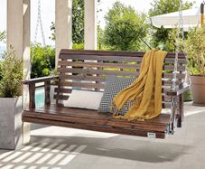 Heavy Duty Swing Chair Bench with Hanging Chains Wooden Porch Swing 4.5 ft