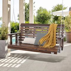Heavy Duty Swing Chair Bench with Hanging Chains Wooden Porch Swing 4.5 ft