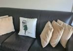 sofas (2 x brown leather)