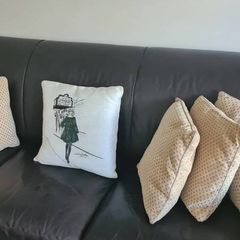 sofas (2 x brown leather)