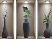 3D Wall Stickers Living Room 3D Wall Art Stickers, Realistic 3D Window View Scenery Wall Sticker, Vase Wall Decal, Plant Wall Stickers for Bedrooms Bathroom Kitchen Wall Deco