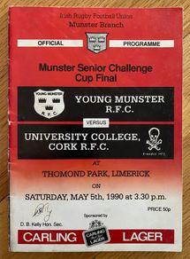 1990 Young Munster v University College Cork - Munster Senior Challenge Cup Final Programme