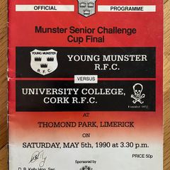 1990 Young Munster v University College Cork - Munster Senior Challenge Cup Final Programme