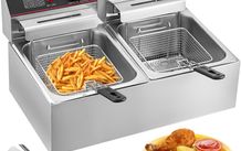 Double Deep Fat Fryer Large 5000W Commercial Deep Fat Fryer Dual Adjustable Temperature Control