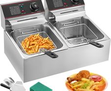Double Deep Fat Fryer Large 5000W Commercial Deep Fat Fryer Dual Adjustable Temperature Control