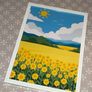 A4 Framed sunflowers landscape print Image 2