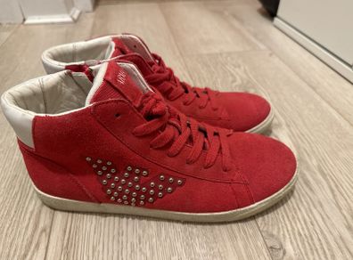 Armani red leather high tops size UK 5