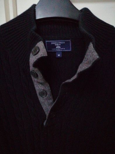 Jermyn Street Navy Cotton jumper with Grey Trim at opening. Lovely quality.