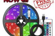 NEW SALE | USB Powered LED Strip Lights, 24 Keys Remote RGB 5050 Flexible LED Lights,16 Colors for Decoration