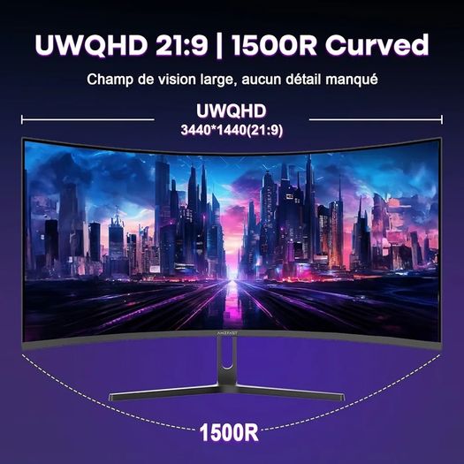 34-Inch Curved Gaming Monitor, 3440x1440 WUQHD, 240Hz, 1ms MPRT, Fast VA Curved Screen, 1500R, Adaptive Sync, HDR, sRGB 130%, 3000:1 Contrast, HDMI2.1&DP1.4, VESA Mount, PIP/PBP, AMZG34C5QPro