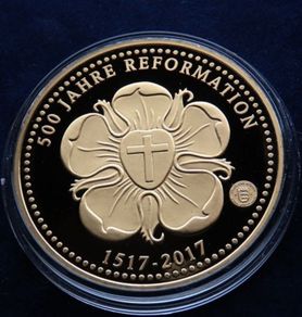 Martin Luther 24 karat gold plated Eisleben 500 years of Reformation  | 60 euro issue price