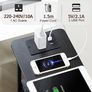 Slim Bedside Table with Charging Station, Narrow Side Table with LED Lights, Small End Table with 2 Fabric Drawers, Nightstand for Small Spaces, Living Room, Bedroom, Black Image 4