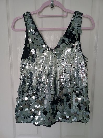 Ladies Silver Sequin Cami Size Small