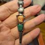 Vintage Mans Scottish Dirk Brooch with Agate and Glass Stones Image 4