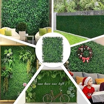 6 PCS Artificial Hedge Panels 40x60cm - Dark Green Boxwood Privacy Fence Wall for Indoor Outdoor Garden Decor, Wedding Backdrop, Balcony Cover