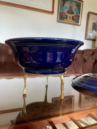 Vintage Fiestaware Cobalt Blue Covered Casserole Dish Homer Laughlin HLC with Lid USA Oven to Table