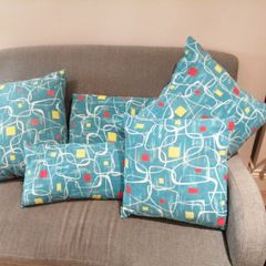 NEW Mid century fabric Five zipped cushions made with 1950s fabric