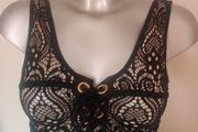 Black/beige lace top size UK8 EU36 Postage included
