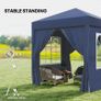 2 x 2 m Garden Pop Up Gazebo, Wedding Party Tent Marquee, Water Resistant Awning Canopy with Sidewalls, Windows, Carry Image 6