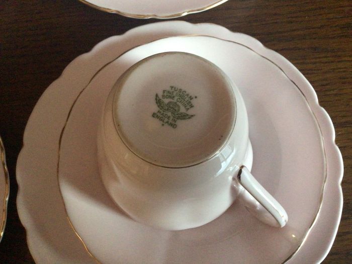 15 Piece 1930s Tuscan bone china  baby pink tea set