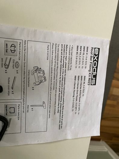 Exodus Roof Bars Foot Pack And Fitting Kit R023 For BMW