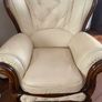 3 Piece Leather Sofa Suite Carved Wood Frame Ornate Italian Style Image 5